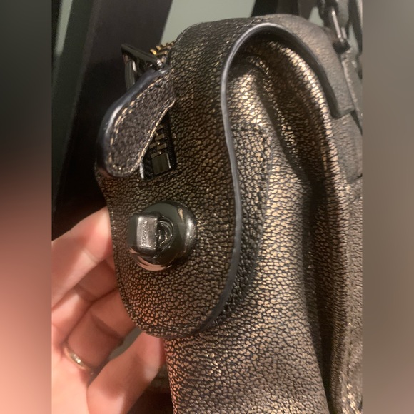 Dark Gold Coach Leather Bronze Satchel Purse
13" (L) x 9.5" (H) x 7" (W) - Picture 9 of 14